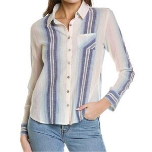 Chaser Gauze Striped Shirt Blouse XS